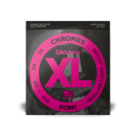 D'Addario 45-100 Regular Light, Long Scale, XL Chromes FLAT-WOUND Bass Strings